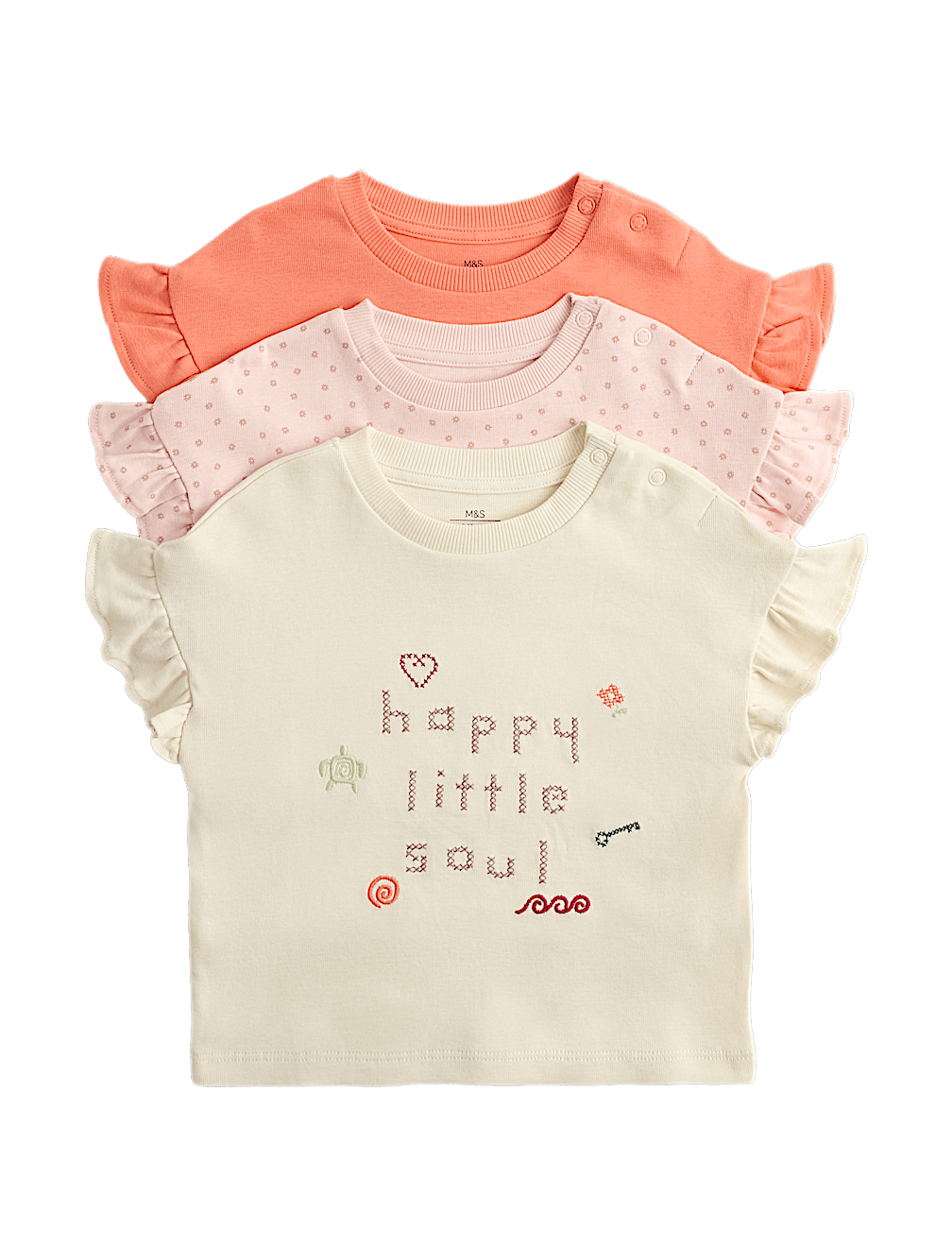 3 Pack Pure Cotton Happy Little Soul Tops (0-5 Yrs)