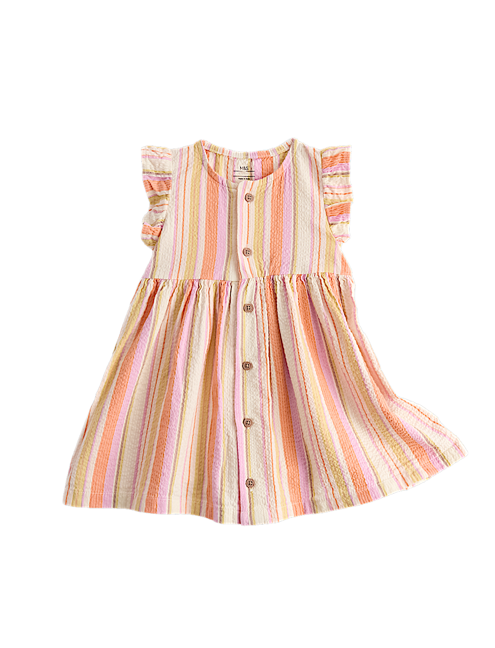 Pure Cotton Striped Button Up Dress (0-5 Yrs)