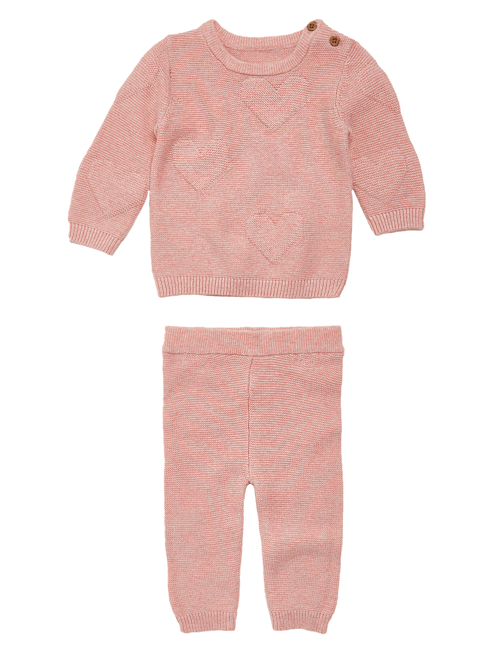 2 Piece Pure Cotton Knitted Heart Outfit