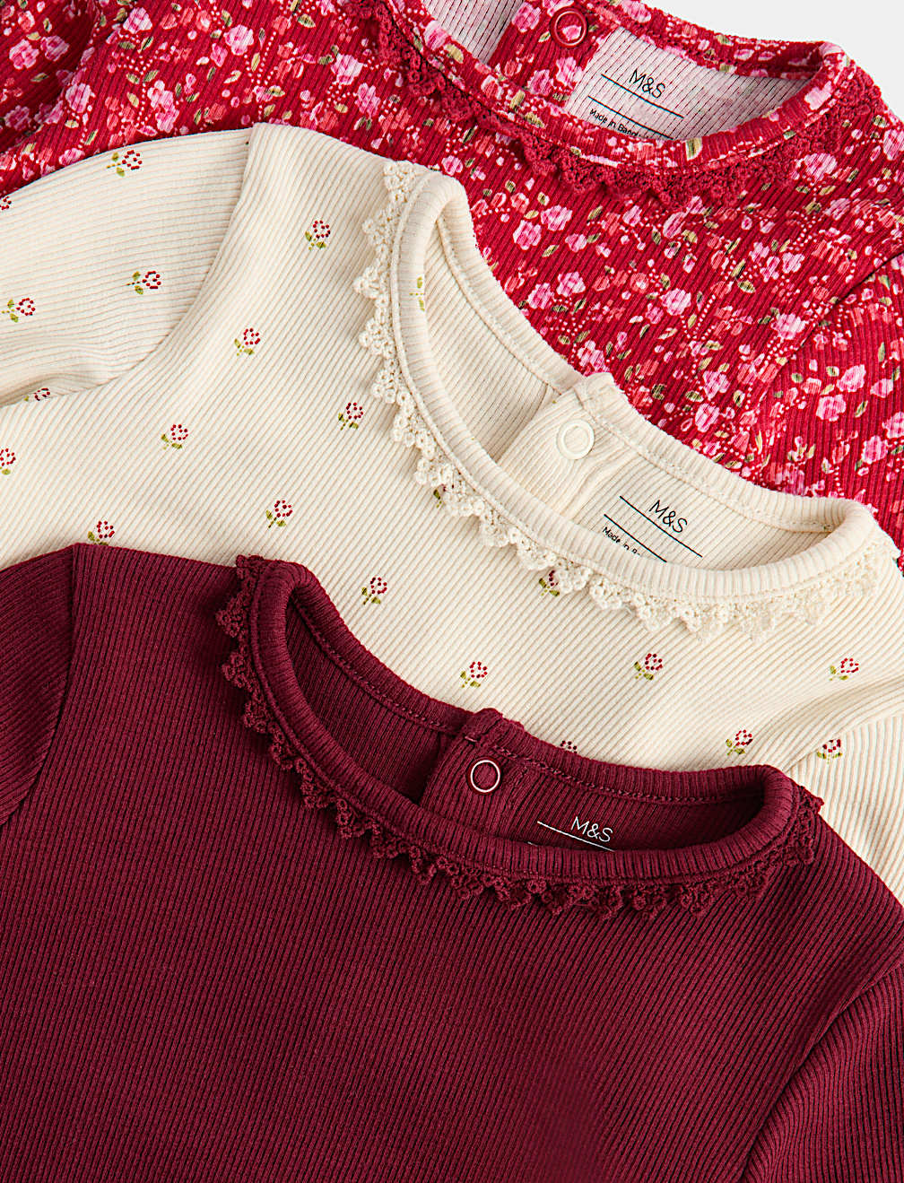 3pk Cotton Rich Patterned Tops