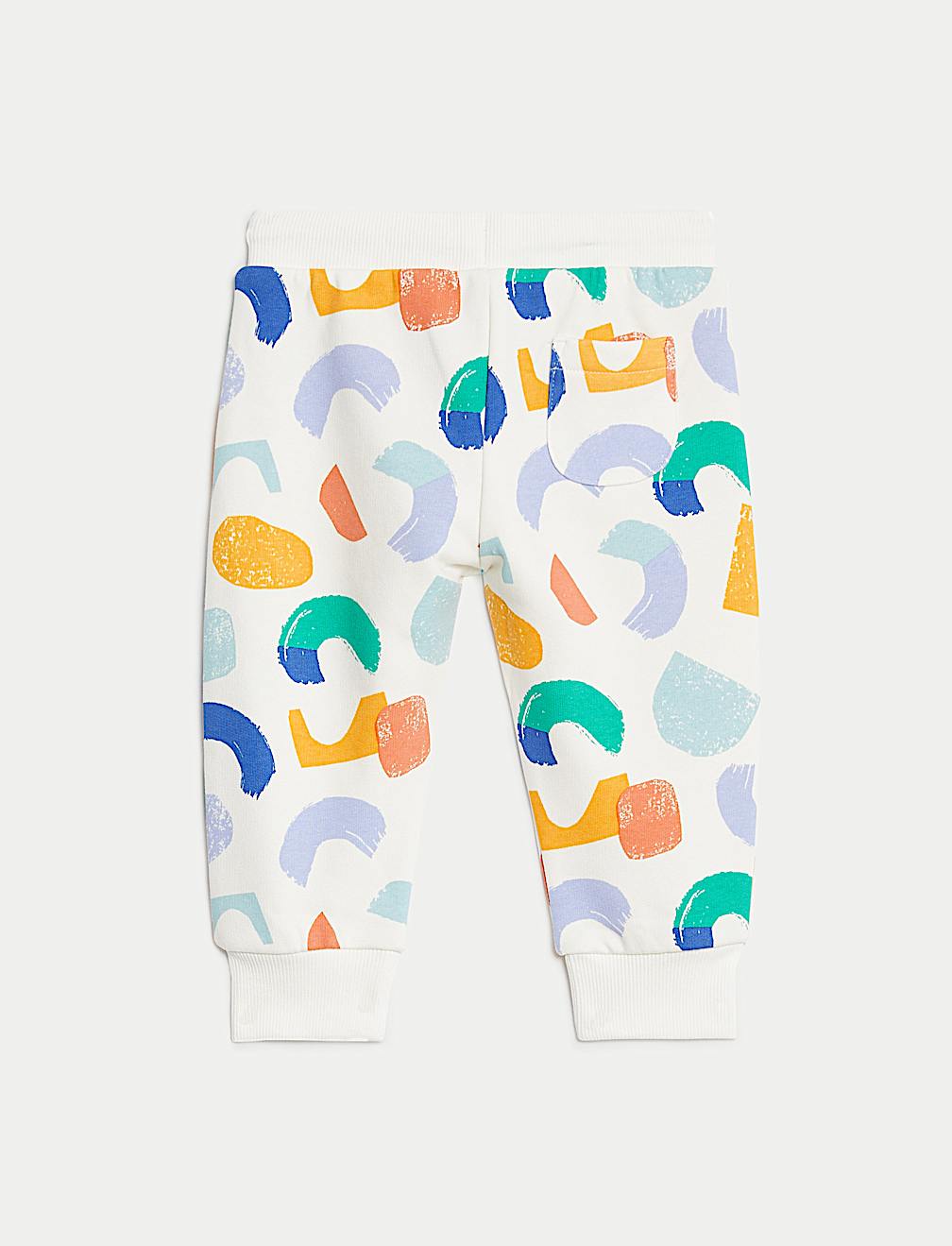 Cotton Rich Abstract Print Joggers (0-3 Yrs)