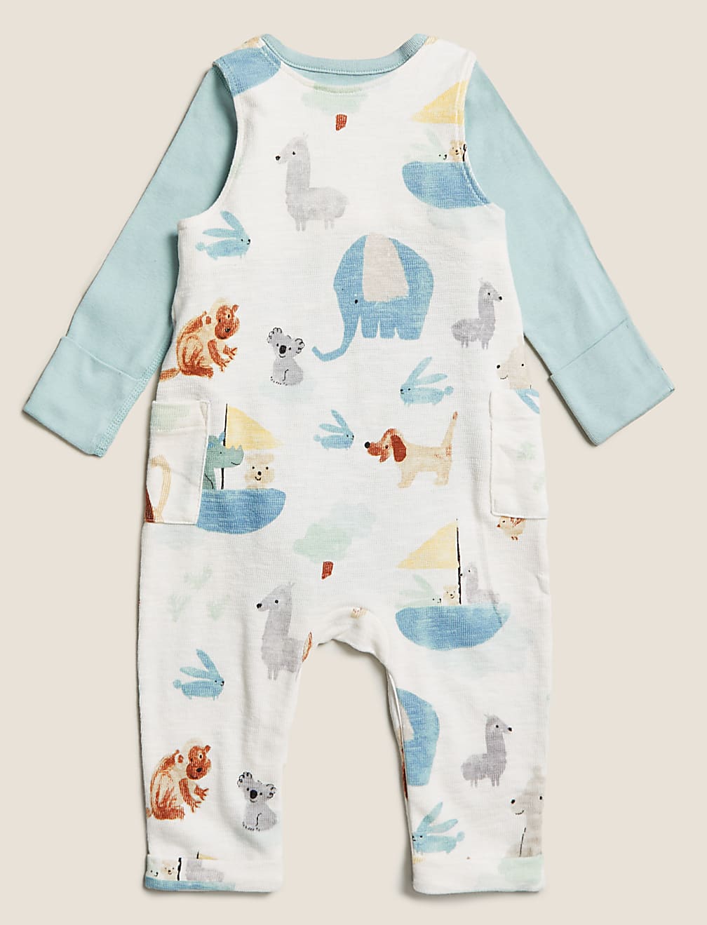 2pc Pure Cotton Printed Dungarees Outfit