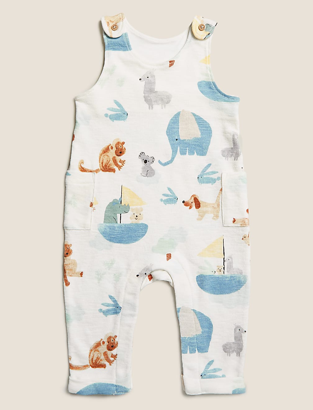 2pc Pure Cotton Printed Dungarees Outfit