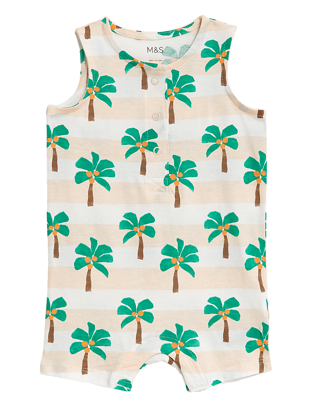 Pure Cotton Palm Print Bibshort (0-3 Yrs)