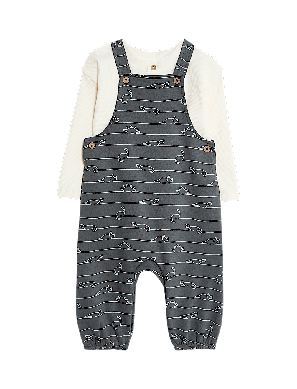 2pc Cotton Rich Jersey Dino Dungaree Outfit (0-3 Yrs)
