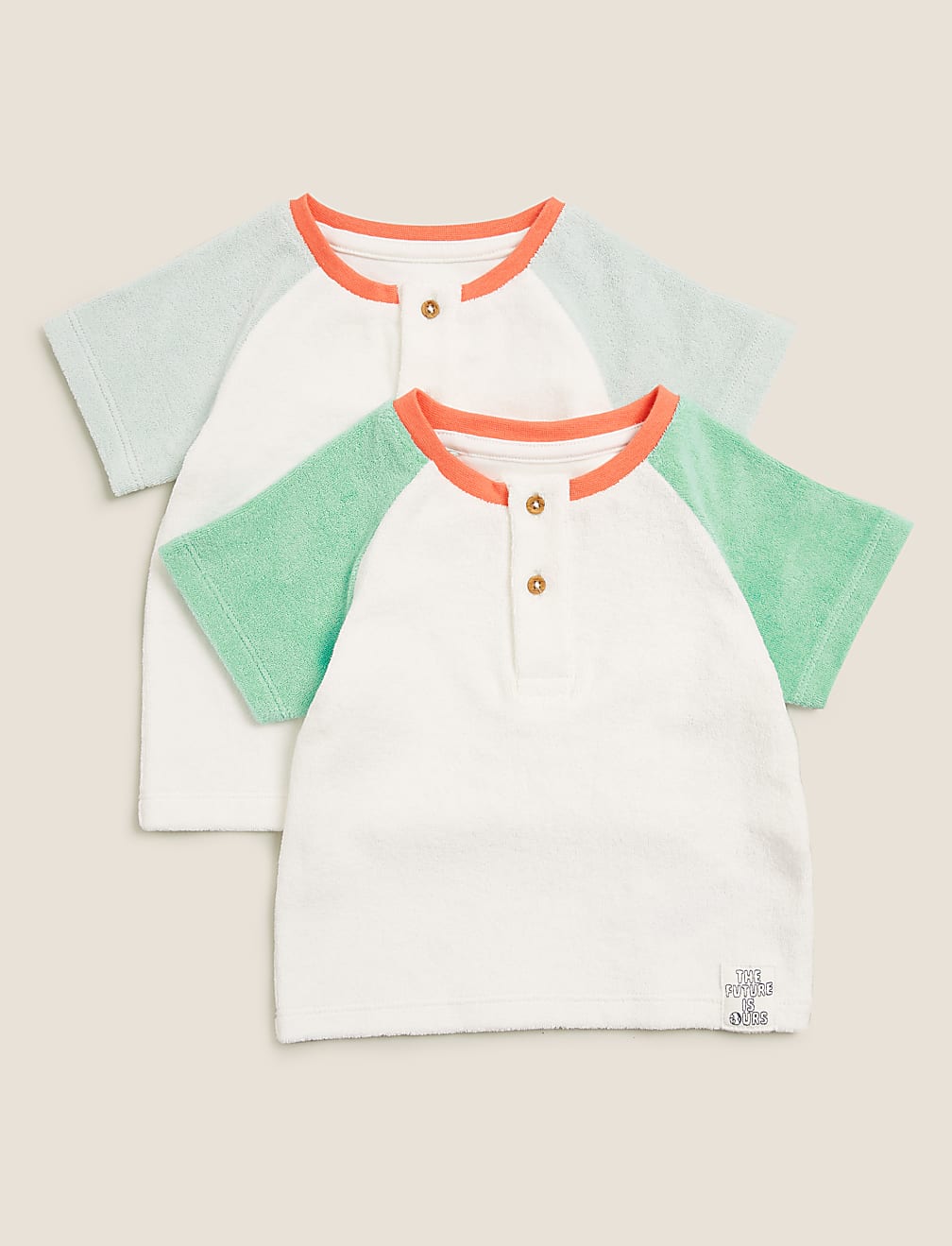 2pk Cotton Raglan Tops (0-3 Yrs)