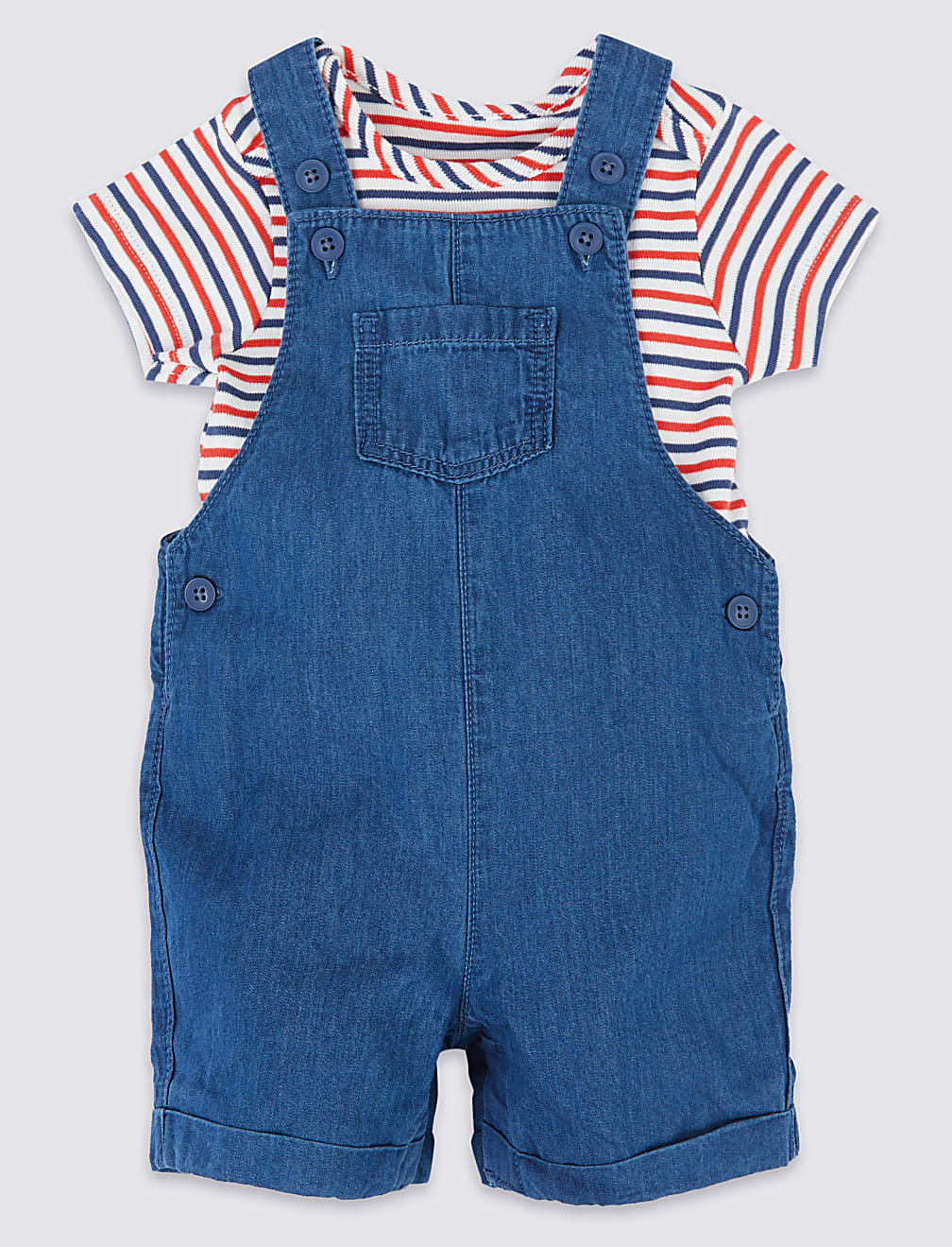 2 Piece Chambray Dungarees with Bodysuit