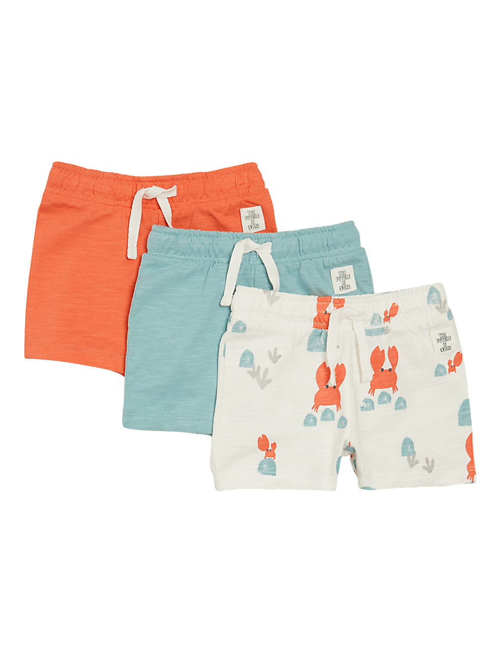 3pk Cotton Crab Print Shorts