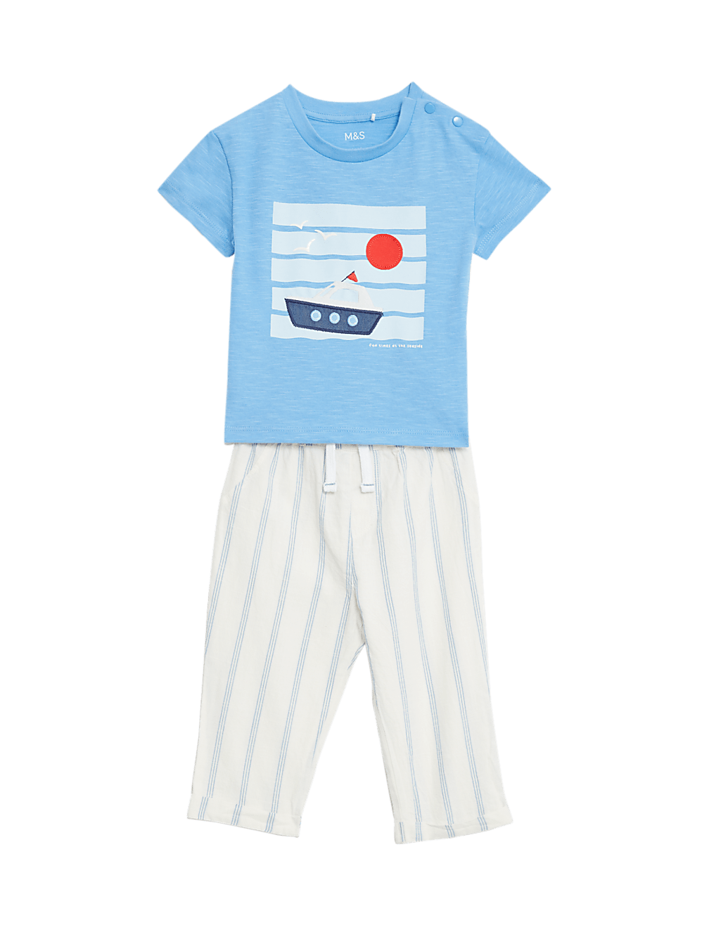 2pc Pure Cotton Boat Striped Outfit (0-3 Yrs)