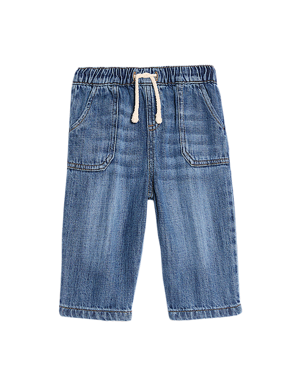 Cotton Rich Denim Drawstring Jeans (0-3 Yrs)