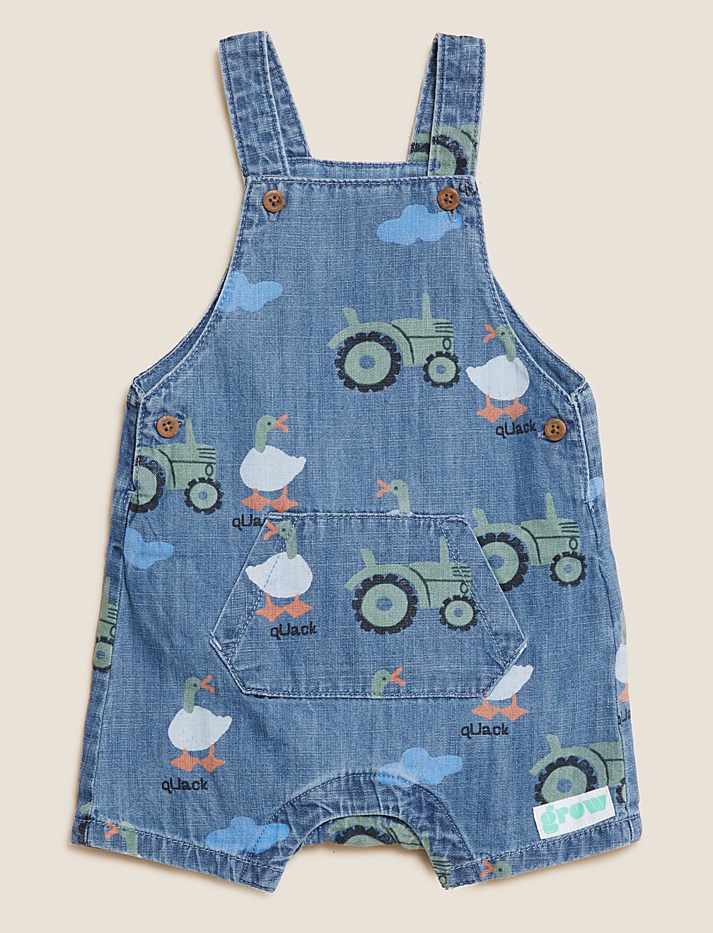 2pc Pure Cotton Tractor Dungaree Outfit