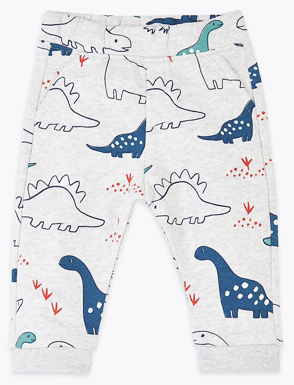 2 Pack Cotton Rich Dinosaur Print Joggers (0-3 Yrs)