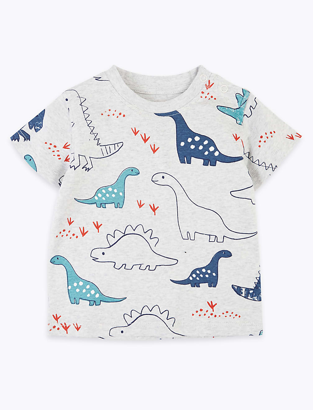 3 Pack Cotton Dinosaur Print T-Shirts (0-3 Yrs)