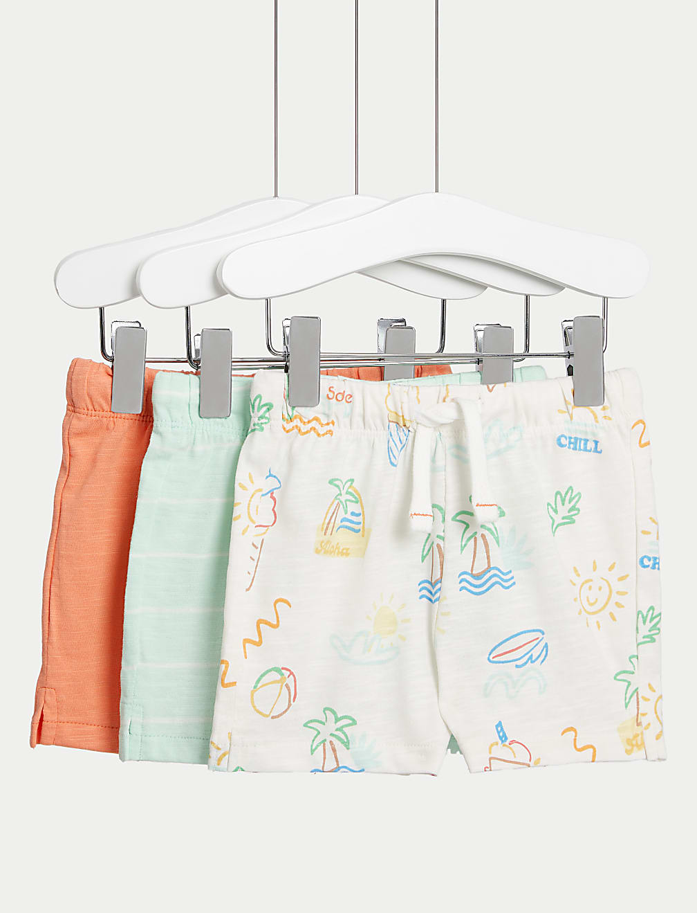 3pk Pure Cotton Patterned Shorts (0-3 Yrs)