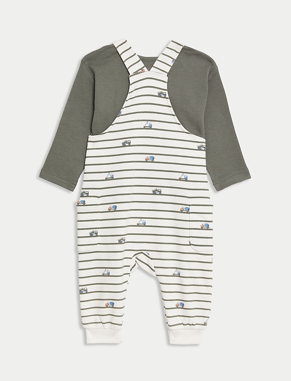 2pc Cotton Rich Striped Transport Outfit (0-3 Yrs)