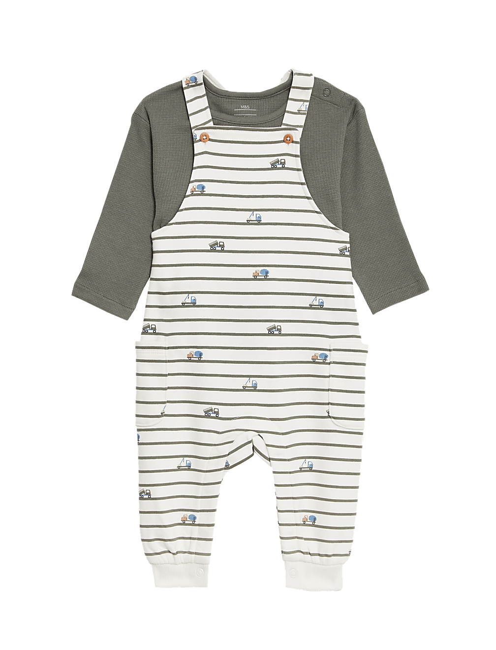 2pc Cotton Rich Striped Transport Outfit (0-3 Yrs)