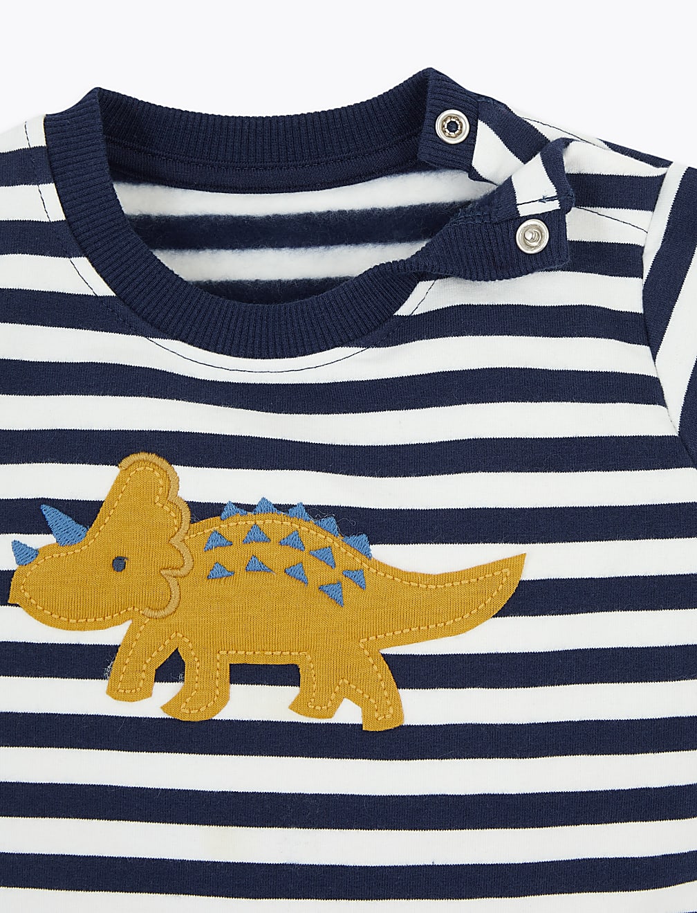 Cotton Dinosaur Appliqué Striped Sweatshirt
