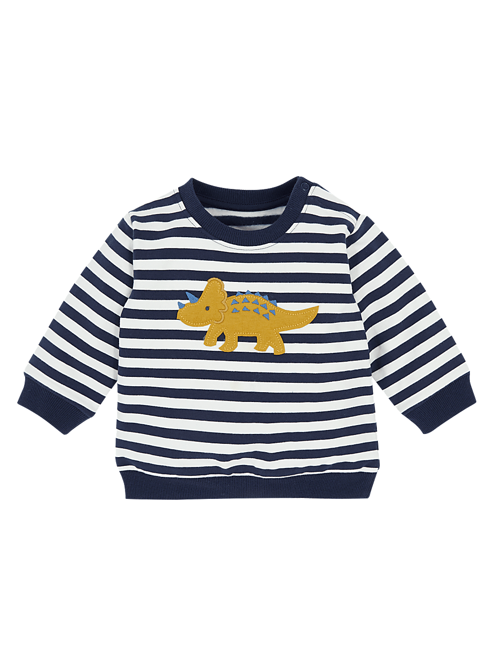 Cotton Dinosaur Appliqué Striped Sweatshirt