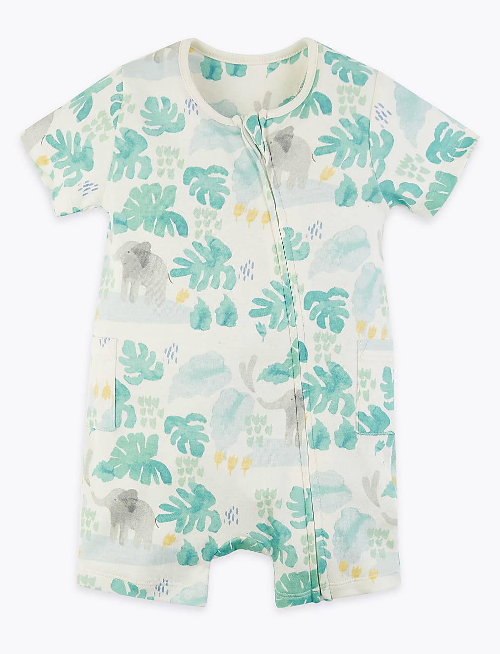 2 Pack Cotton Elephant Rompers (7lbs-12 Mths)