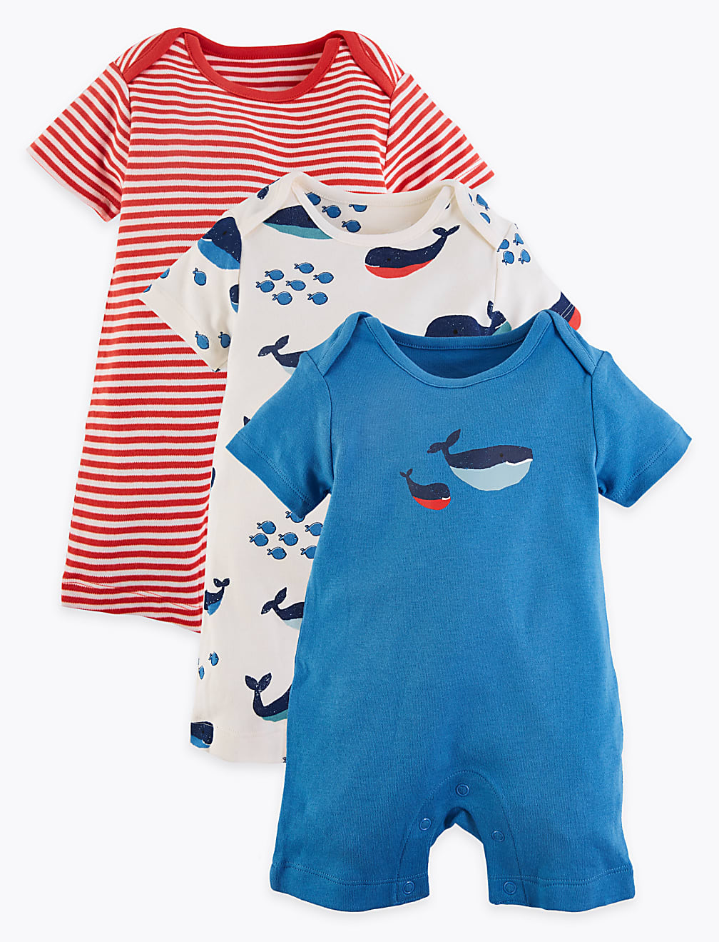 3 Pack Pure Cotton Nautical Rompers (6½lbs-3 Yrs)