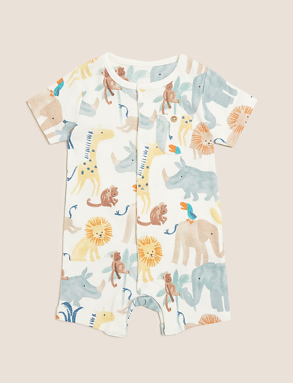 2pk Pure Cotton Animal Print Rompers