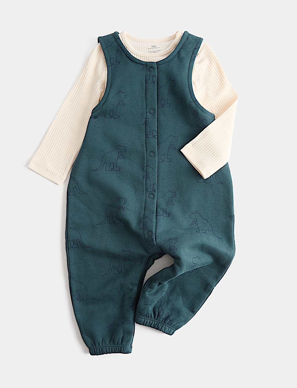 Cotton Rich Dino Dungarees Outfit (0-3 Yrs)