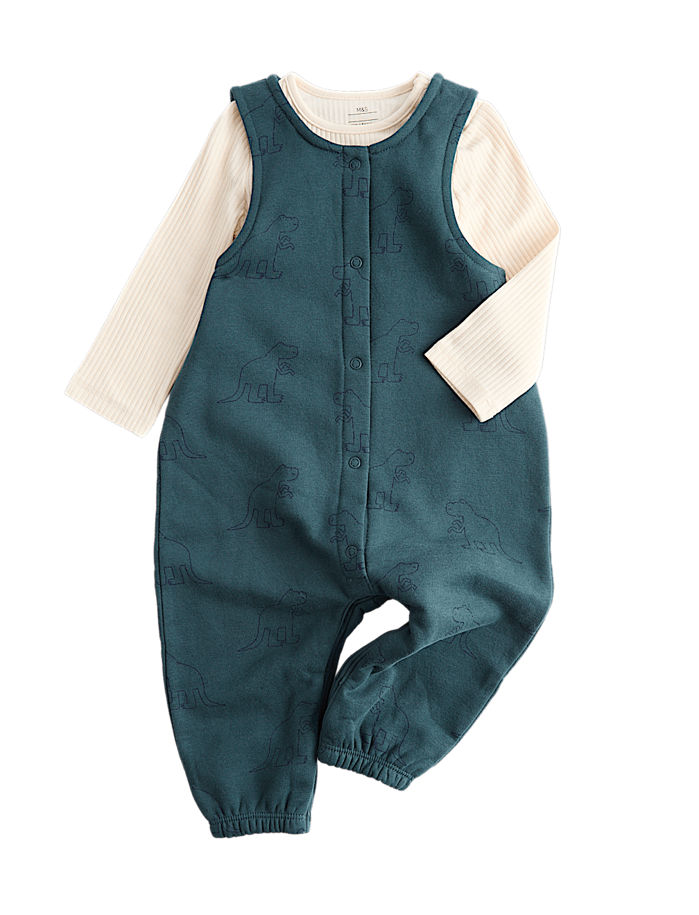 Cotton Rich Dino Dungarees Outfit (0-3 Yrs)