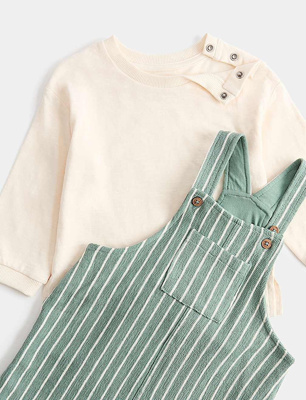2 Piece Pure Cotton Jersey Dungarees Outfit (0-3 Yrs)