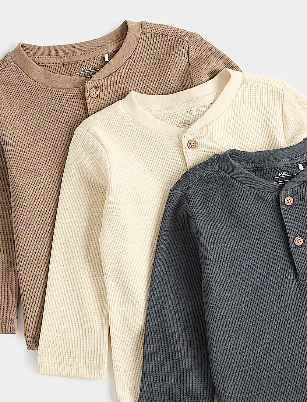 3 Pack Pure Cotton Grandad Tops (0-5 Yrs)