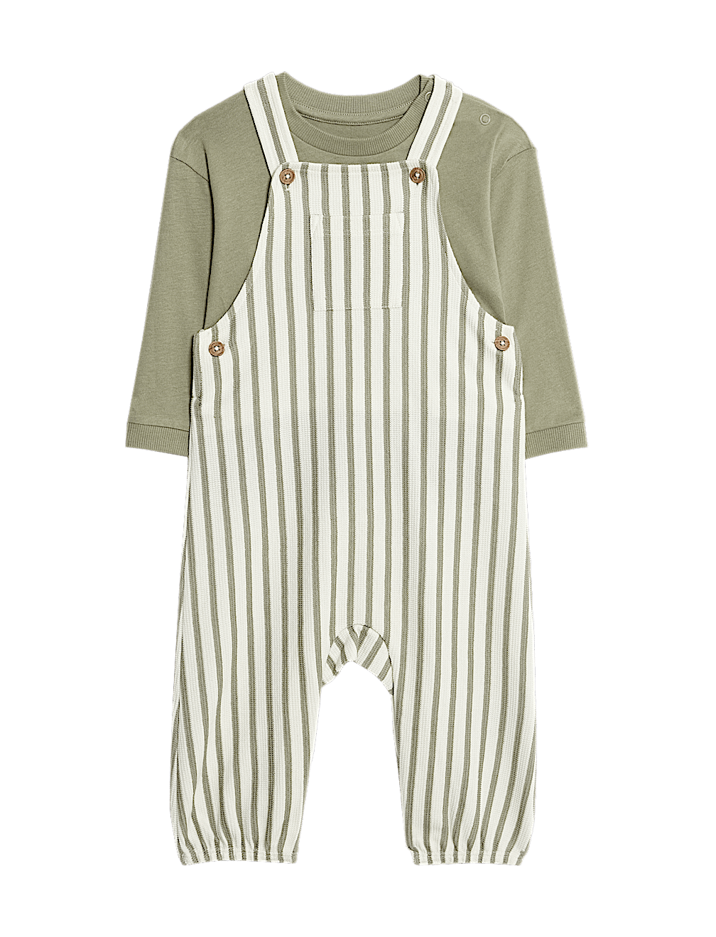 2pc Pure Cotton Jersey Striped Dungaree Outfit (0-3 Yrs)
