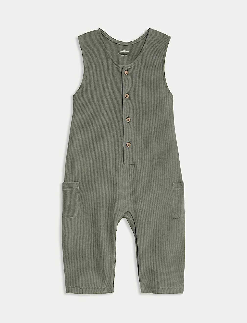 2pc Pure Cotton Waffle Dungaree Outfit (0-3 Yrs)