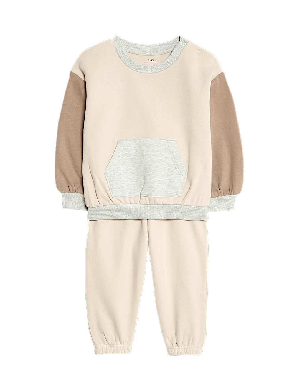 2pc Cotton Rich Crew Neck Colour Block Tracksuit
