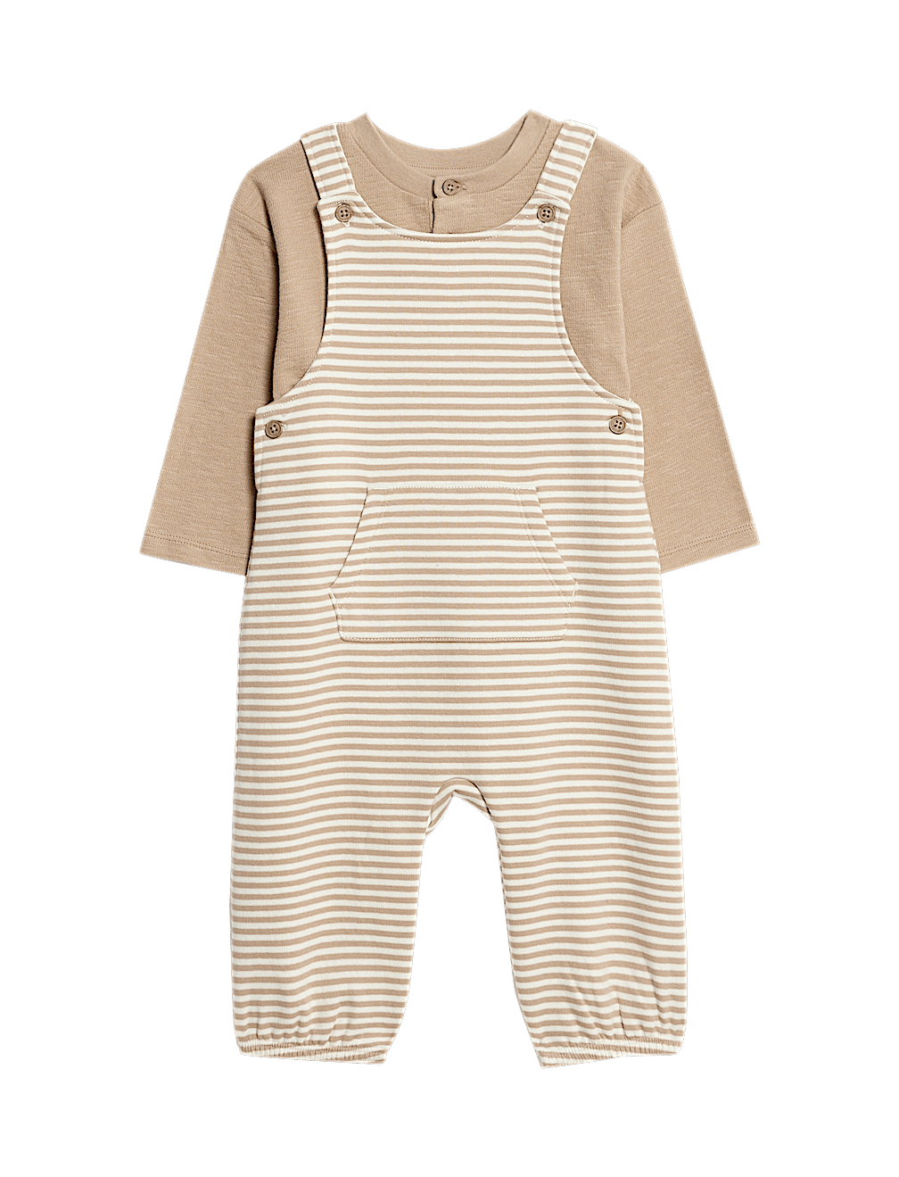 2pc Pure Cotton Striped Dungarees Outfit (0-3 Yrs)