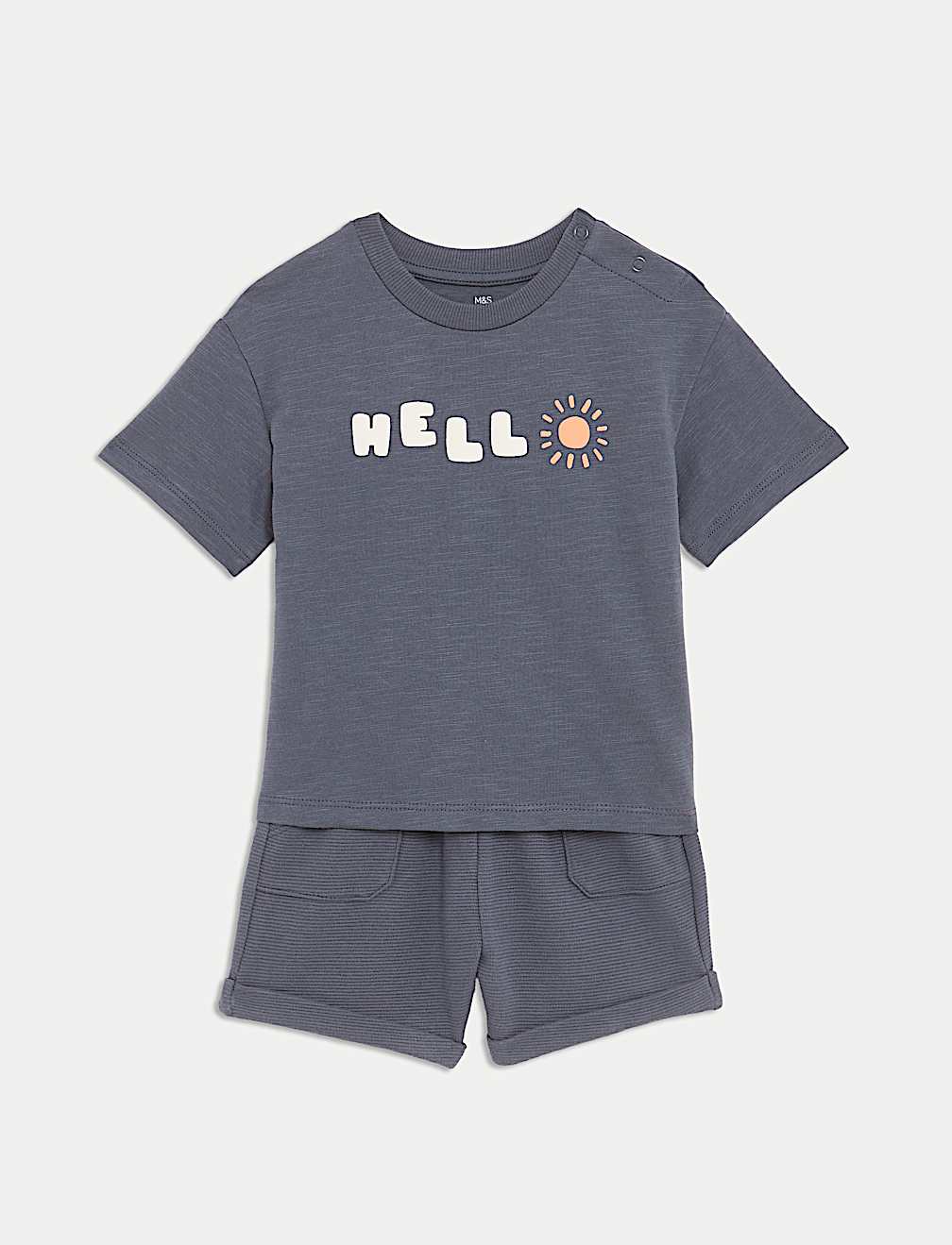 2pc Pure Cotton 'Hello' Slogan T-Shirt Outfit (0-3 Yrs)