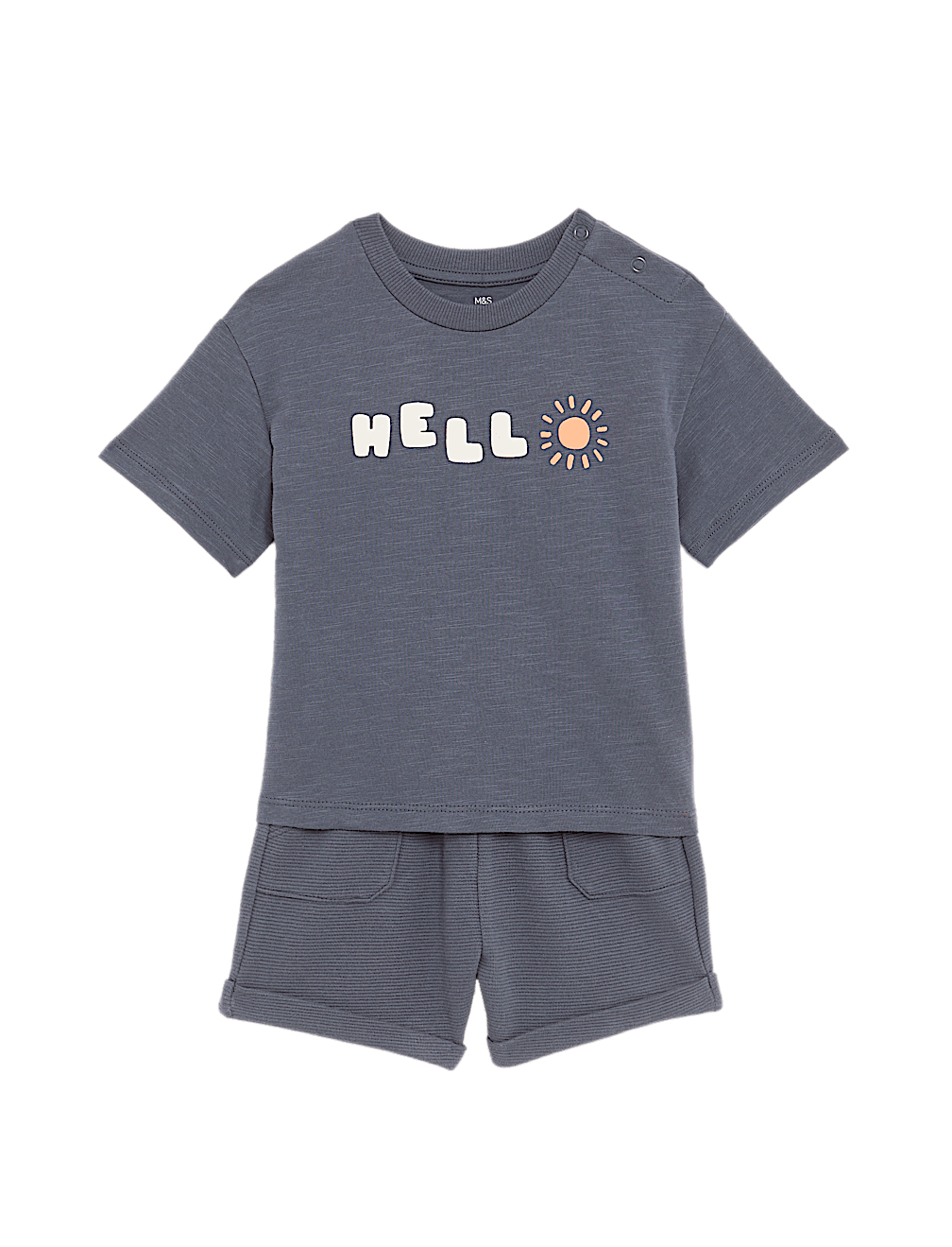 2pc Pure Cotton 'Hello' Slogan T-Shirt Outfit (0-3 Yrs)
