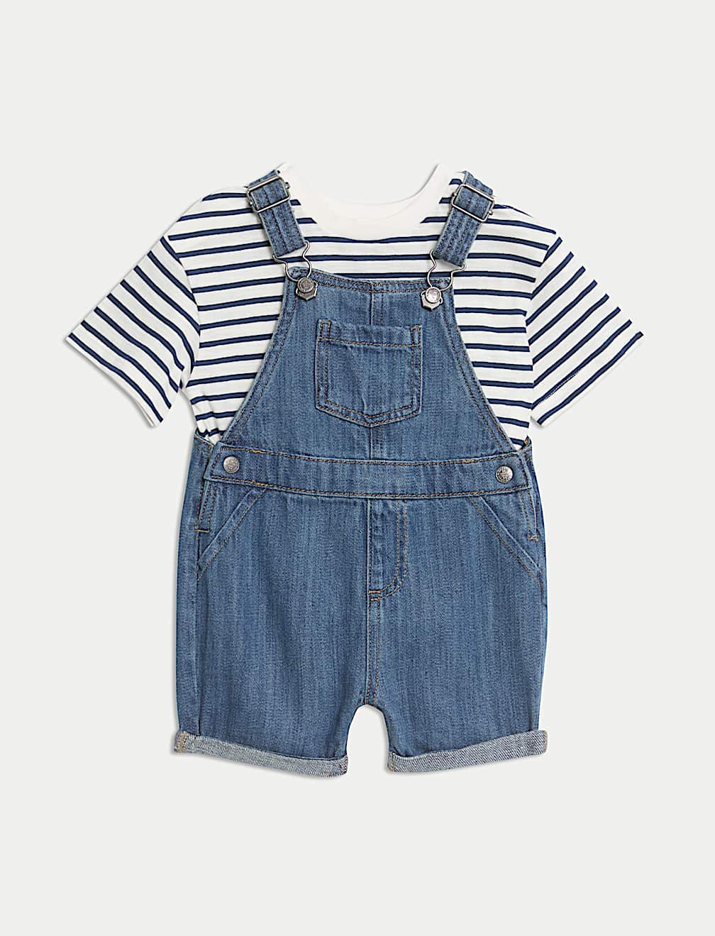 2pc Cotton Rich Denim Bibshort (0-3 Yrs)