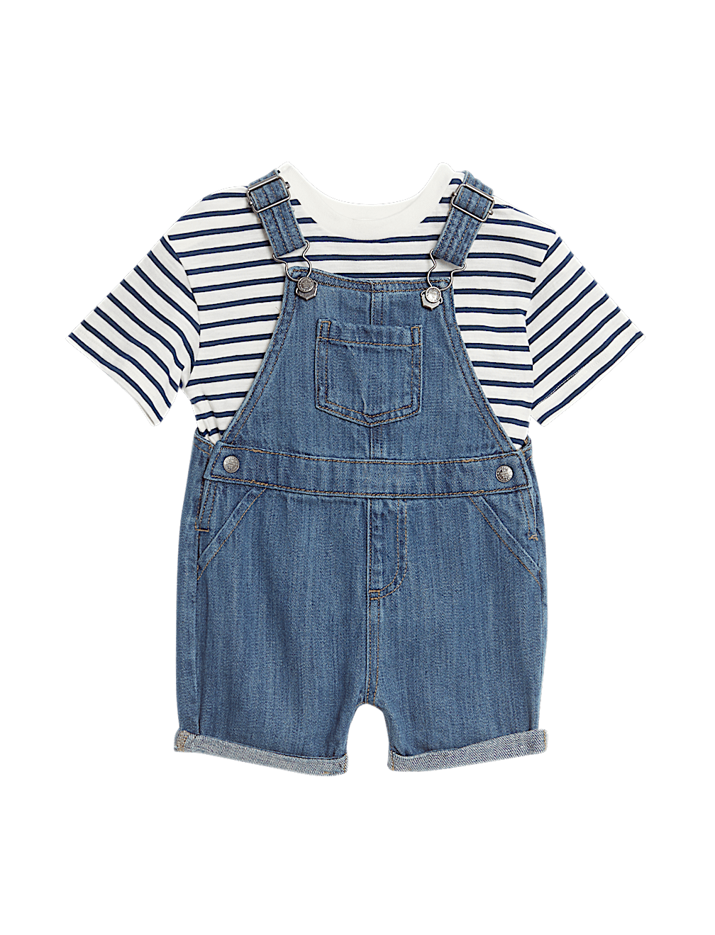 2pc Cotton Rich Denim Bibshort (0-3 Yrs)