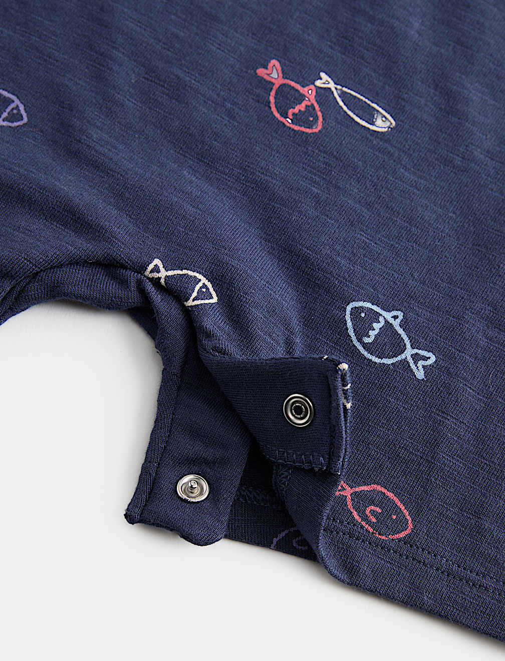 Pure Cotton Jersey Navy Fish Romper (0-3 Yrs)