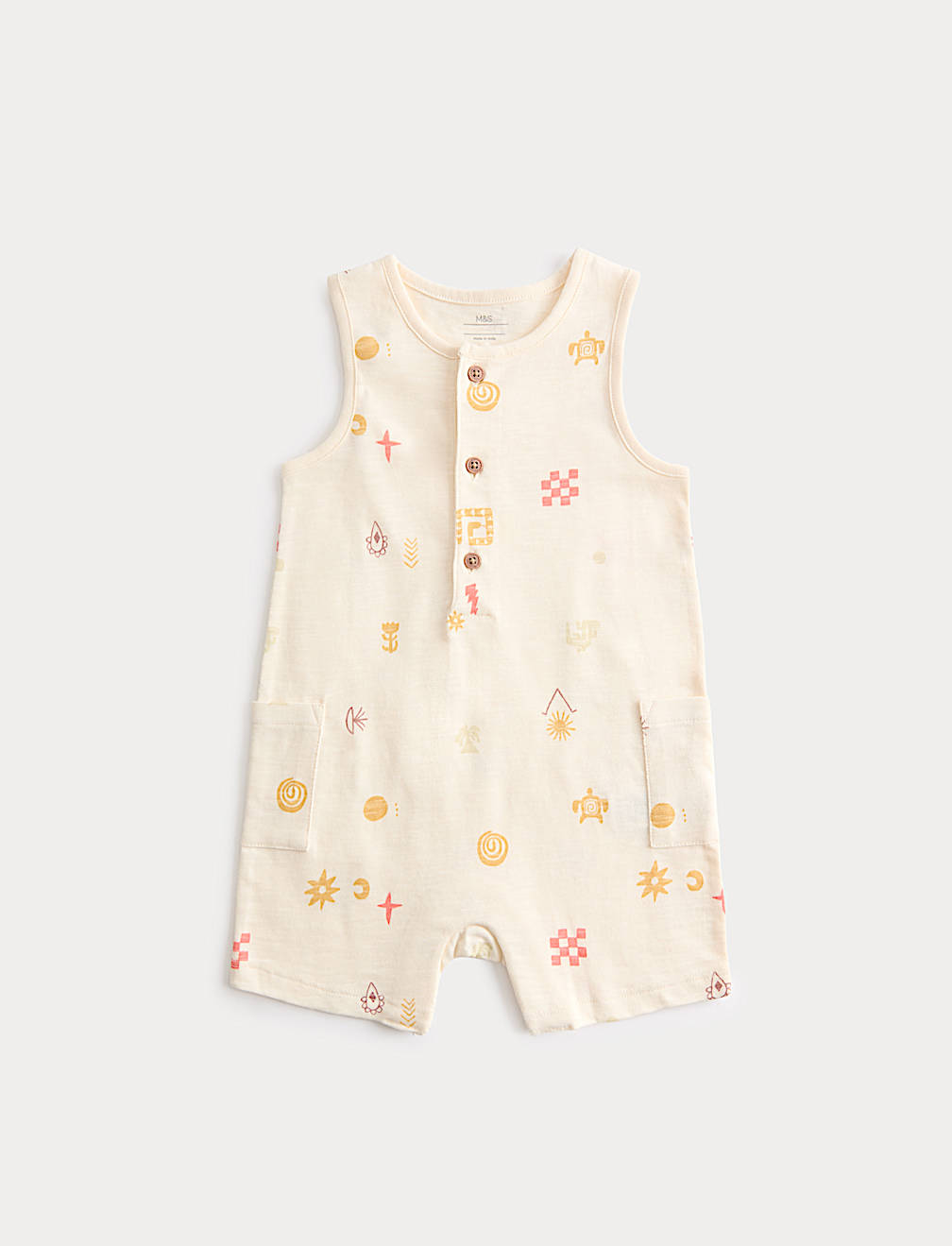 Pure Cotton Jersey Island Print Romper (0-3 Yrs)