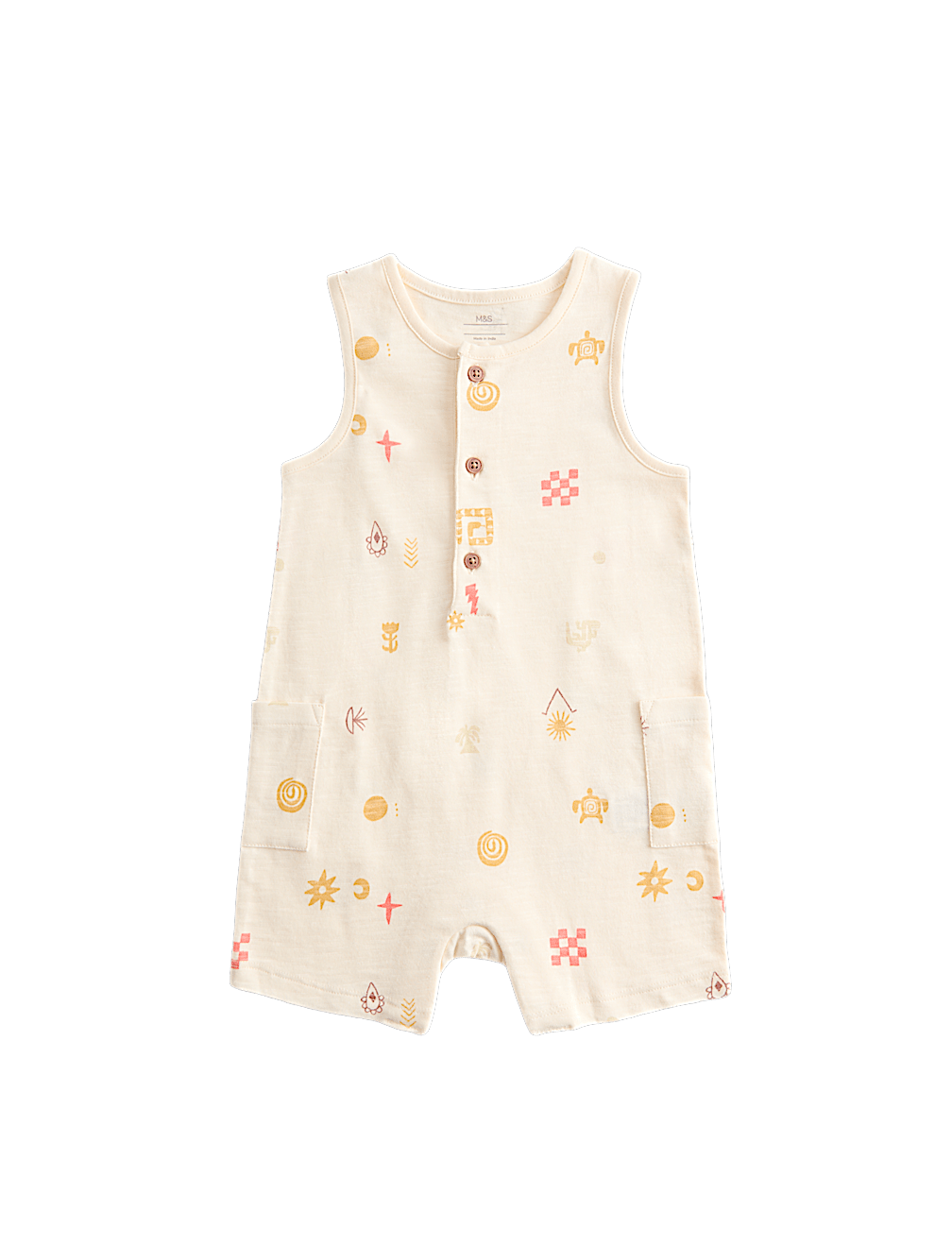 Pure Cotton Jersey Island Print Romper (0-3 Yrs)