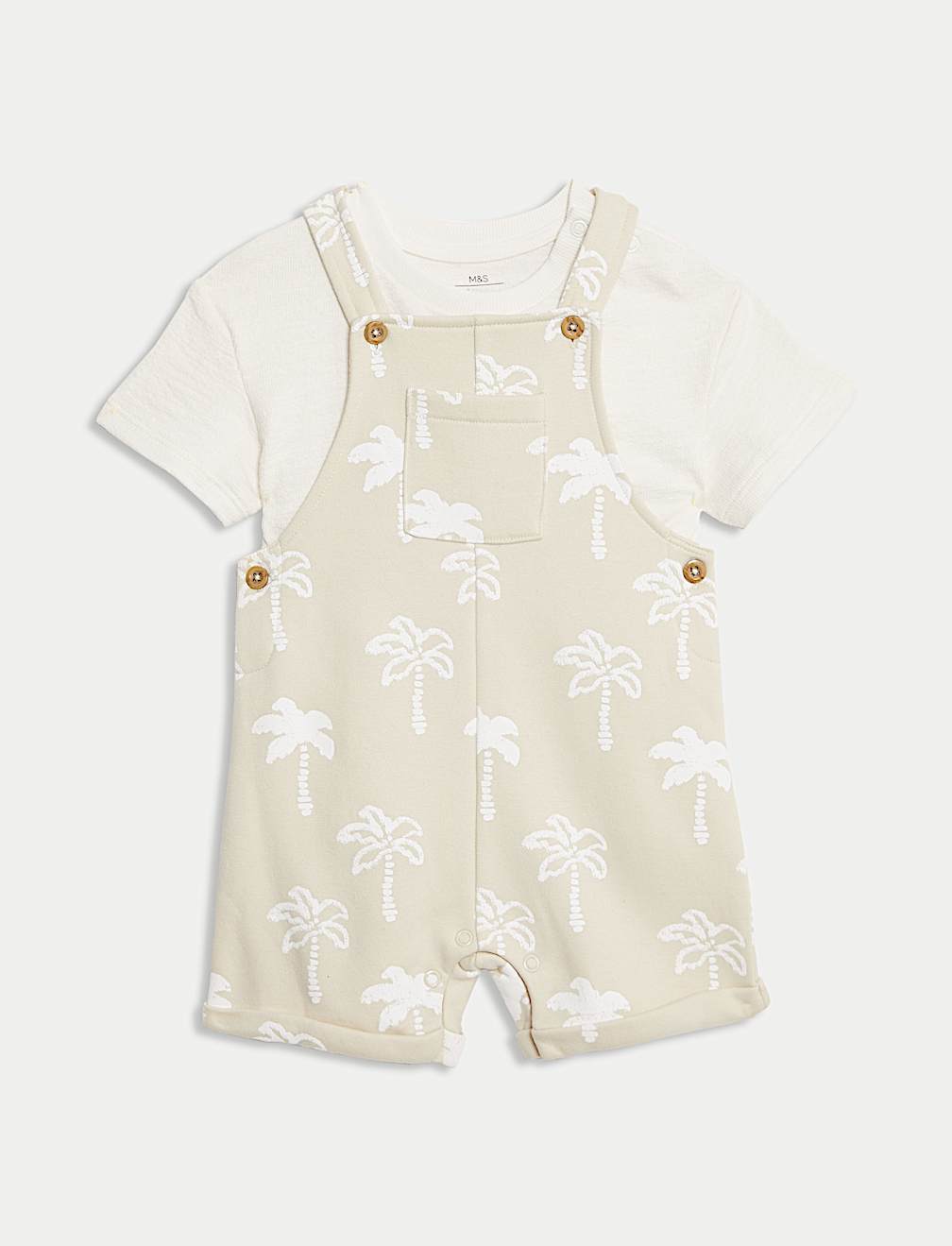 2pc Cotton Rich Palm Print Bibshort (0-3 Yrs)
