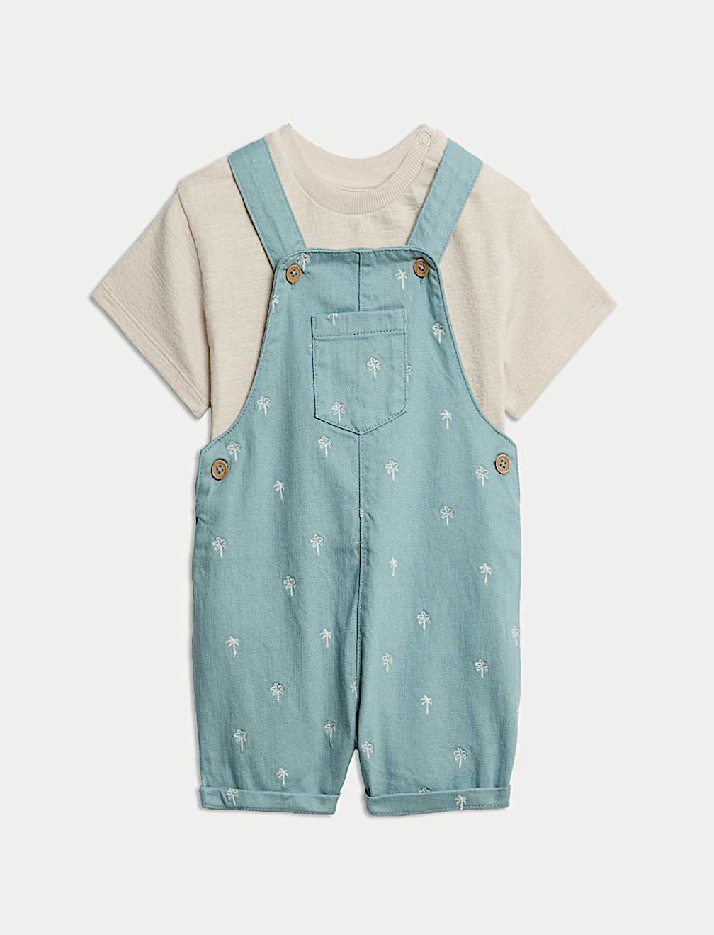 2pc Cotton Rich Palm Print Bibshort (0-3 Yrs)