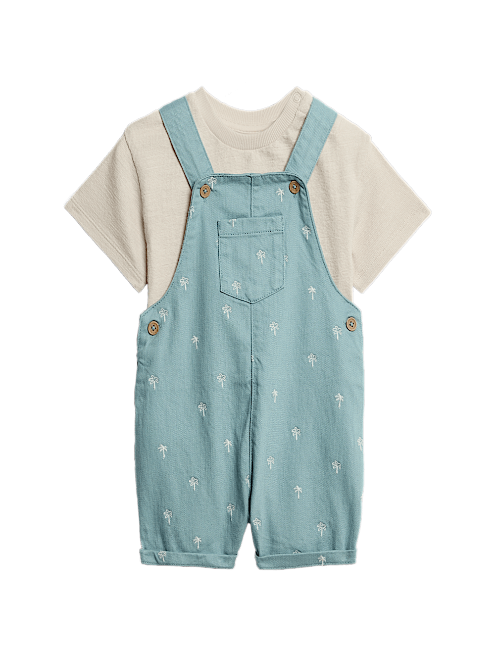 2pc Cotton Rich Palm Print Bibshort (0-3 Yrs)