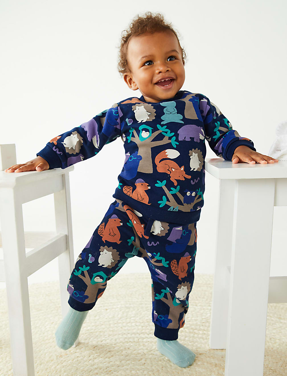 Cotton Rich Woodland Print Joggers (0-3 Yrs)