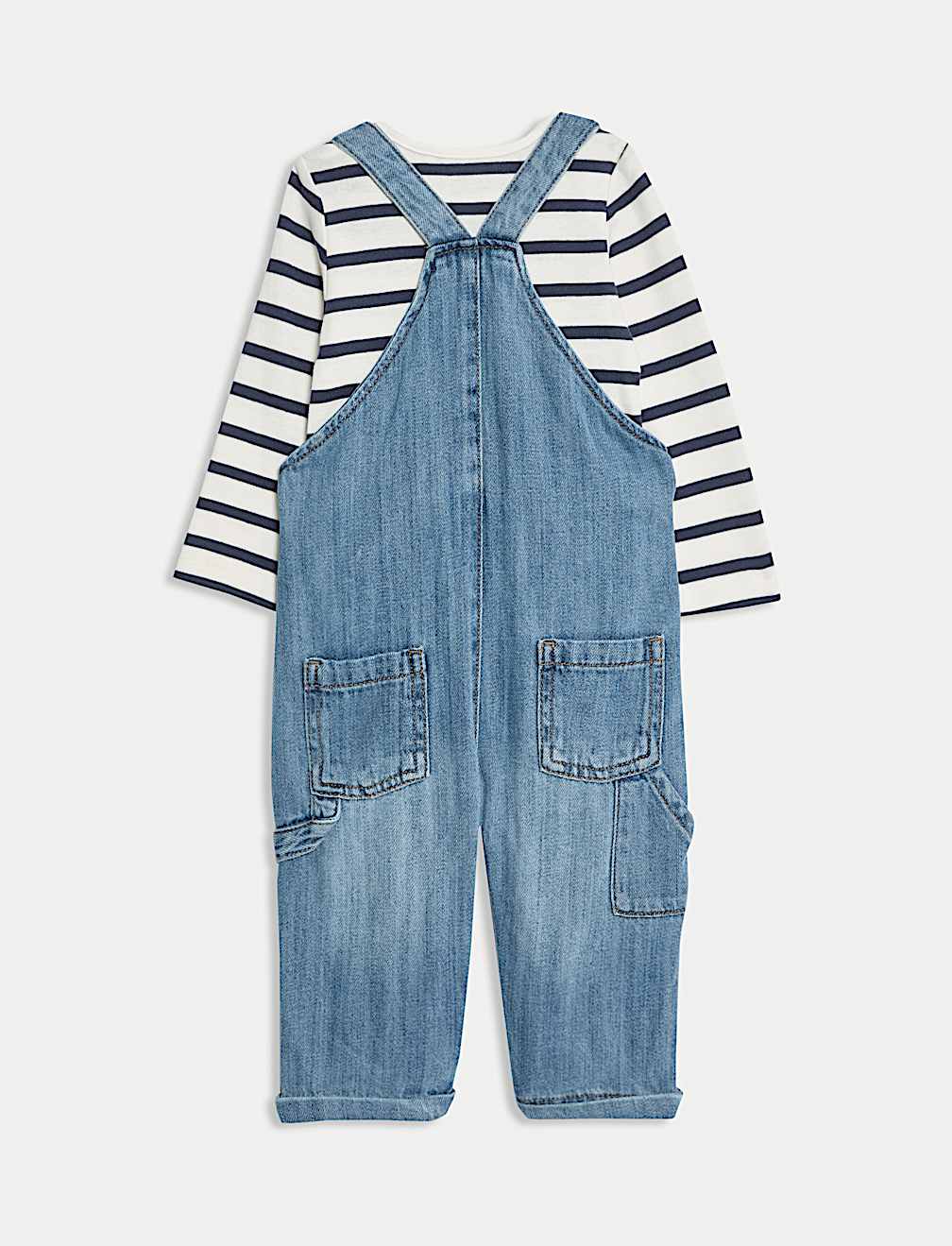 2pc Pure Cotton Denim Dungaree Outfit (0-3 Yrs)