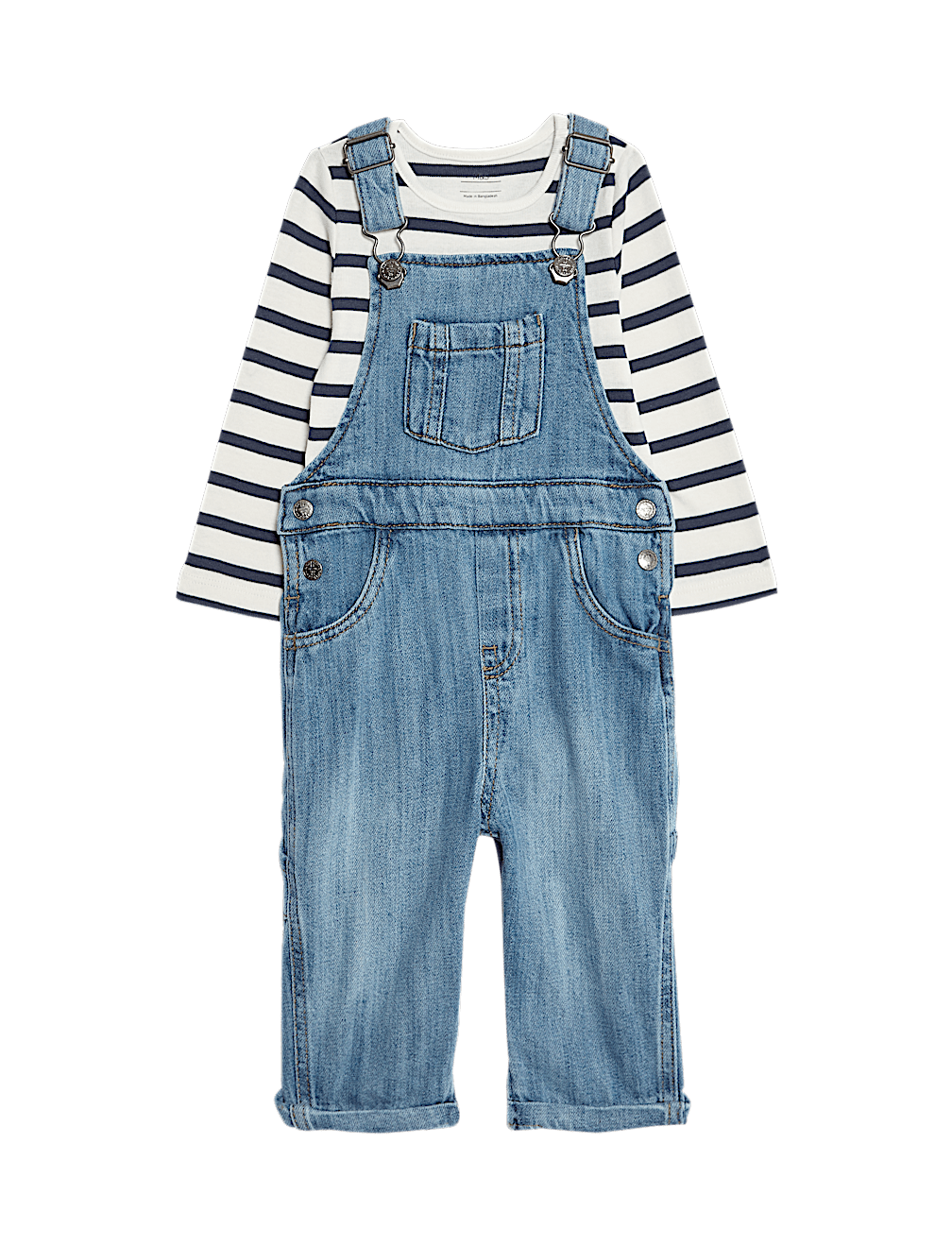2pc Pure Cotton Denim Dungaree Outfit (0-3 Yrs)