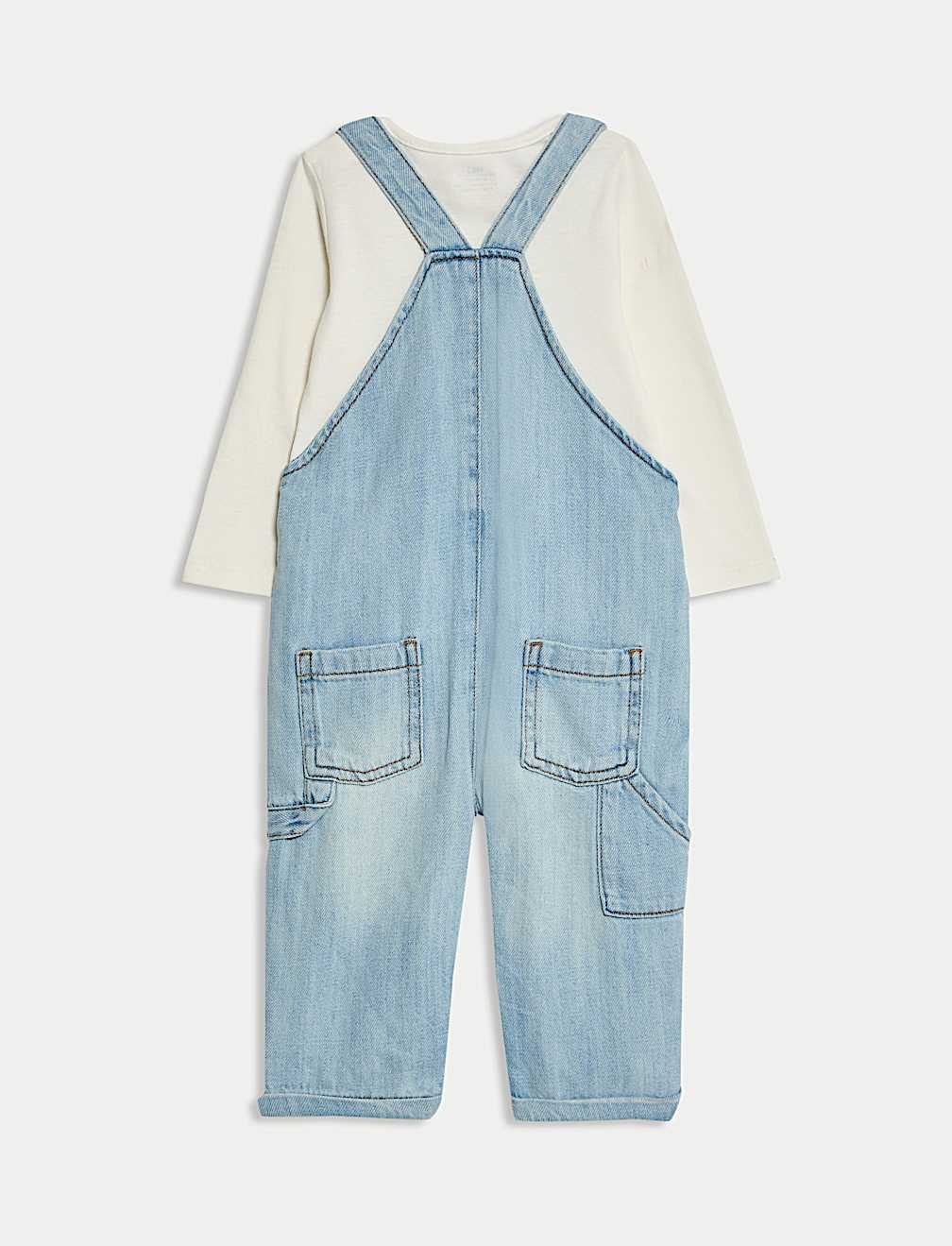 2pc Pure Cotton Denim Dungaree Outfit (0-3 Yrs)