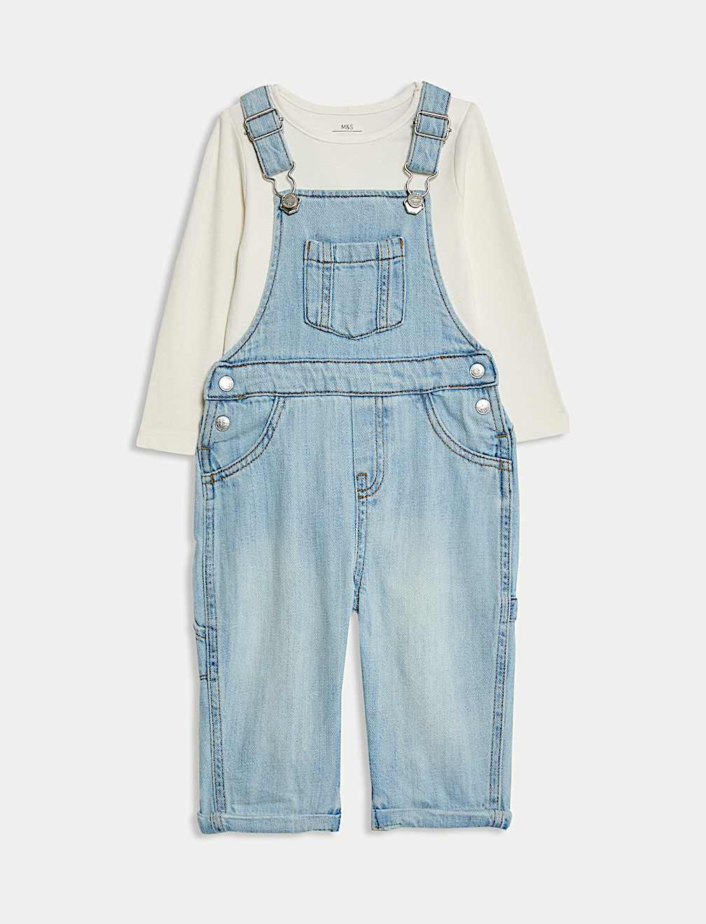 2pc Pure Cotton Denim Dungaree Outfit (0-3 Yrs)