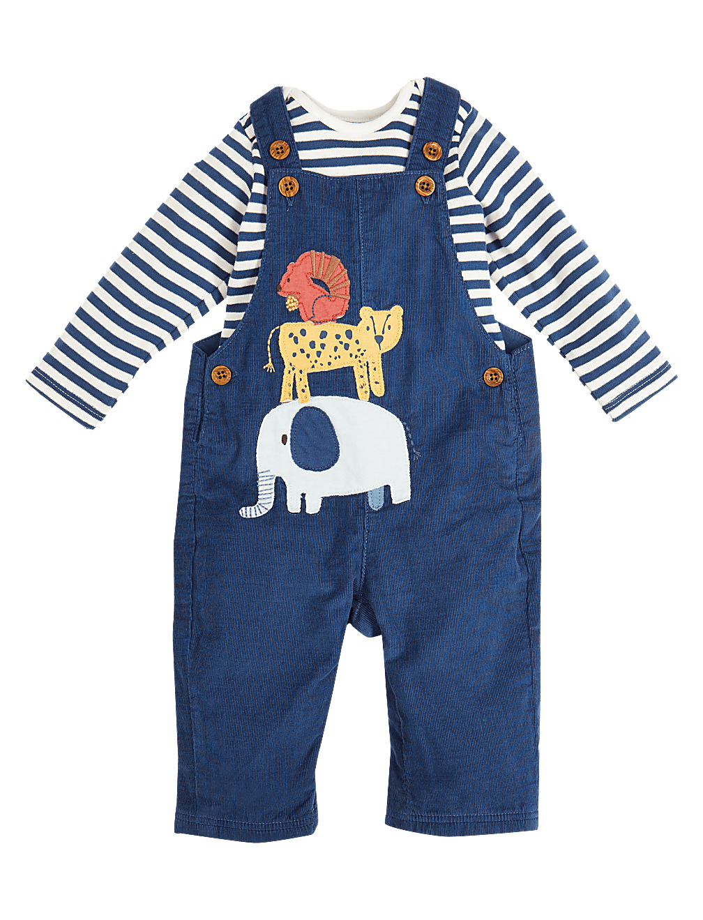2pc Pure Cotton Dungarees Outfit (7lbs-36 Mths)