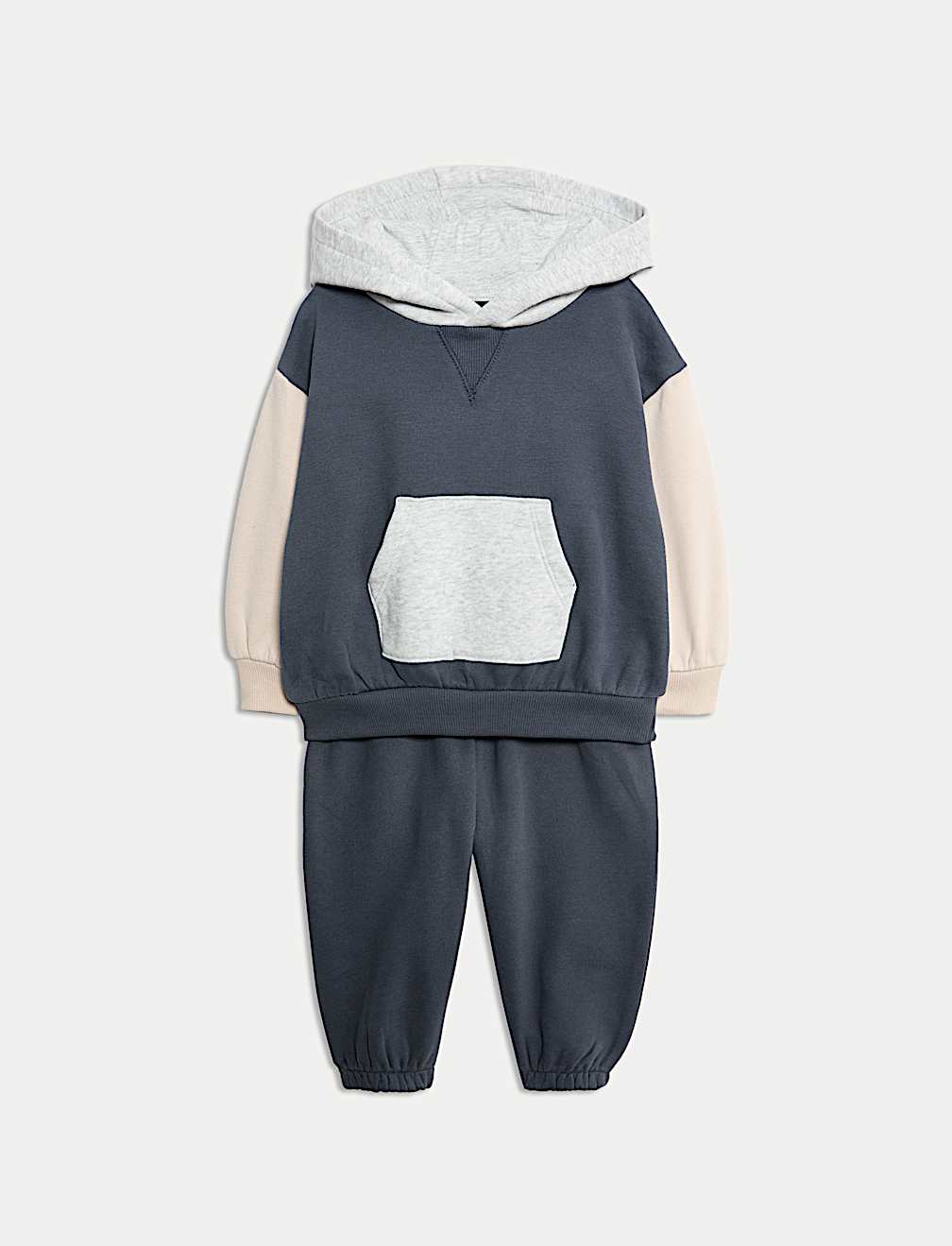2pc Cotton Rich Colour Block Hooded Sweat Outfit (0-6 Yrs)